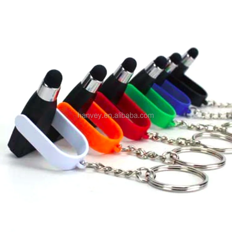 Factory price wholesale 2in1 keyring screen clean and soft stylus touch screen pen for iphone for ipad & touch screen smartphone