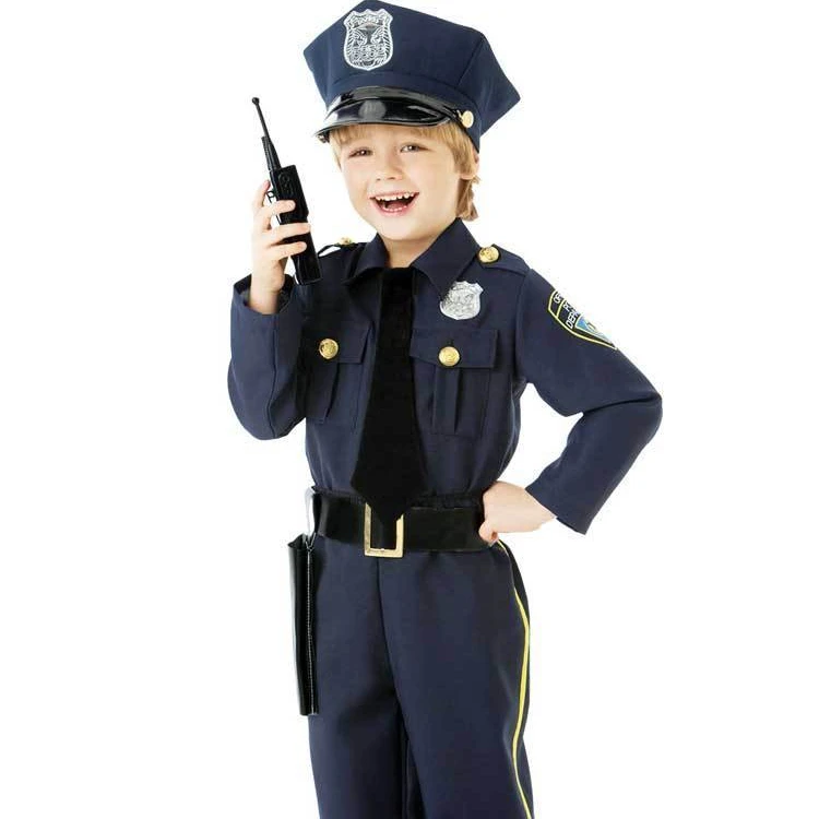Black Uniform Police Outfits Party Cosplay Costume Kids Role Play Costume For Baby Boy AD1118