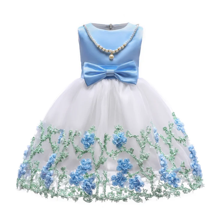 Китайский производитель, весенне-летнее газовое вышитое детское платье без рукавов для девочек