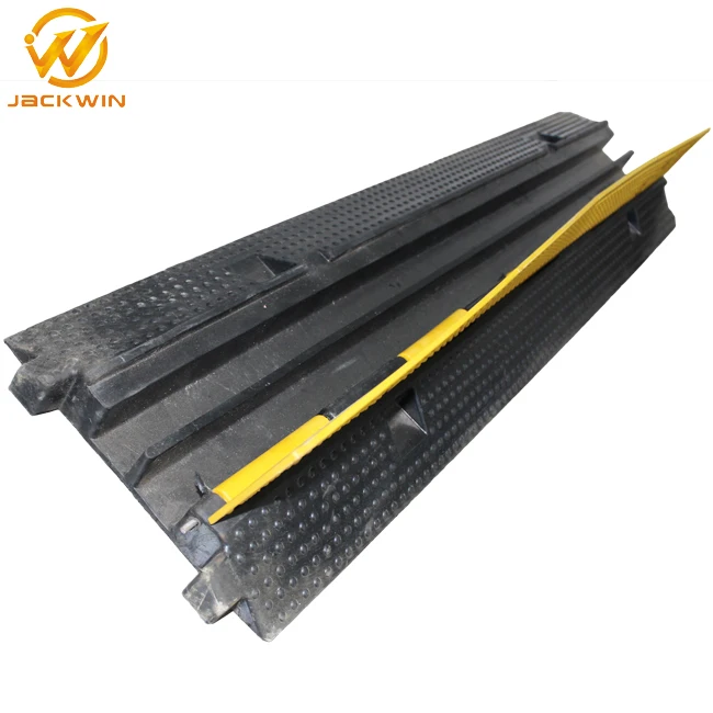 Yellow Jacket 2 Channel Electrical Wire Cable Protector/Rubber Kerb Ramps/Floor Cable Cover