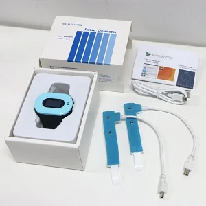 wrist pulse oximeter ble with reusable pediatric sensor with oled digital display