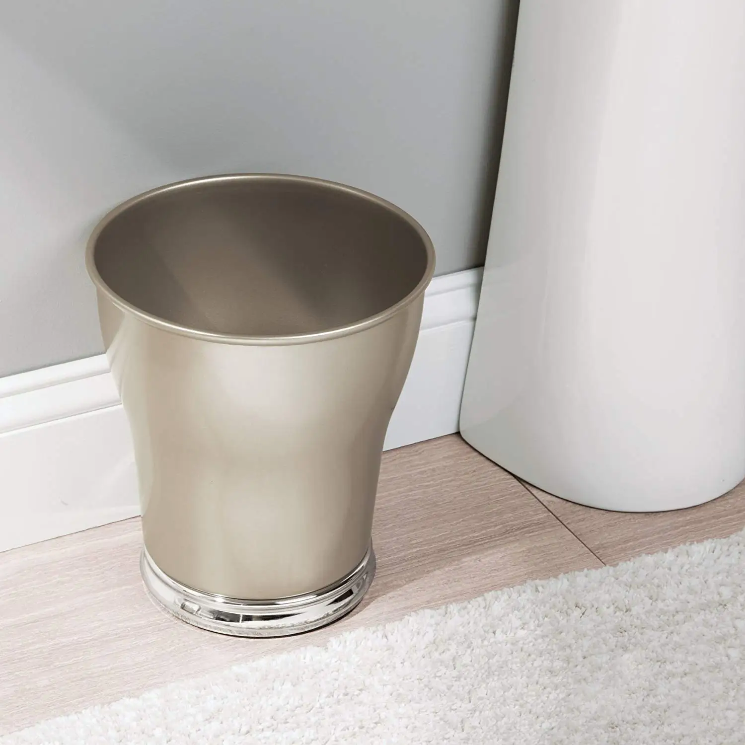 Decorative Metal Small Trash Can Wastebasket, Garbage Container Bin - for Bathrooms, Powder Rooms, Kitchens, Home Offices