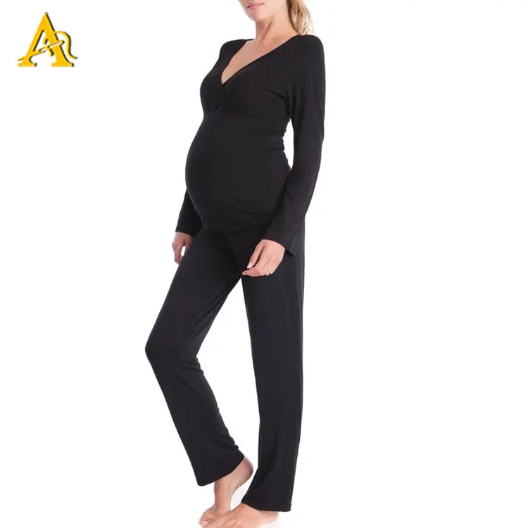 
Custom Bamboo Maternity Pajamas Pregnant Women Viscose Maternity Sleepwear Set 