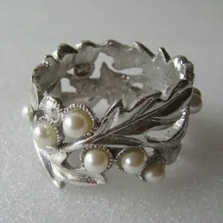 Plating Leaf Napkin Ring Napkin Circles Gold with ABS Pearls Beaded Metal Zinc Alloy Table Napkin Decoration Party Sustainable