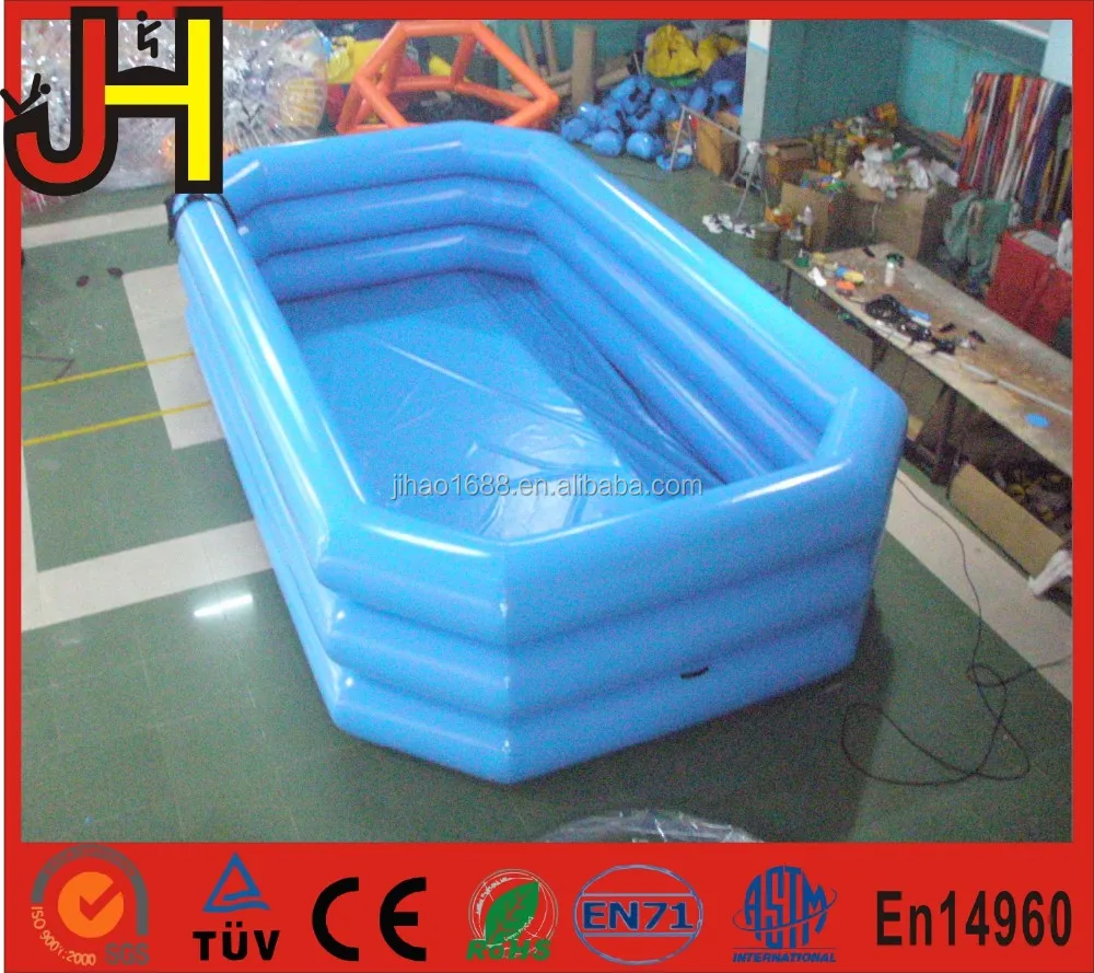 Three Tubes Inflatable Blue Rectangular Swimming Pool for Familly