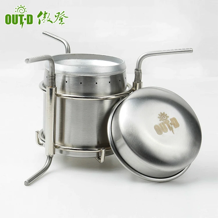 Mini folding camping picnic brushed stainless steel stove alcohol burner manufacturer