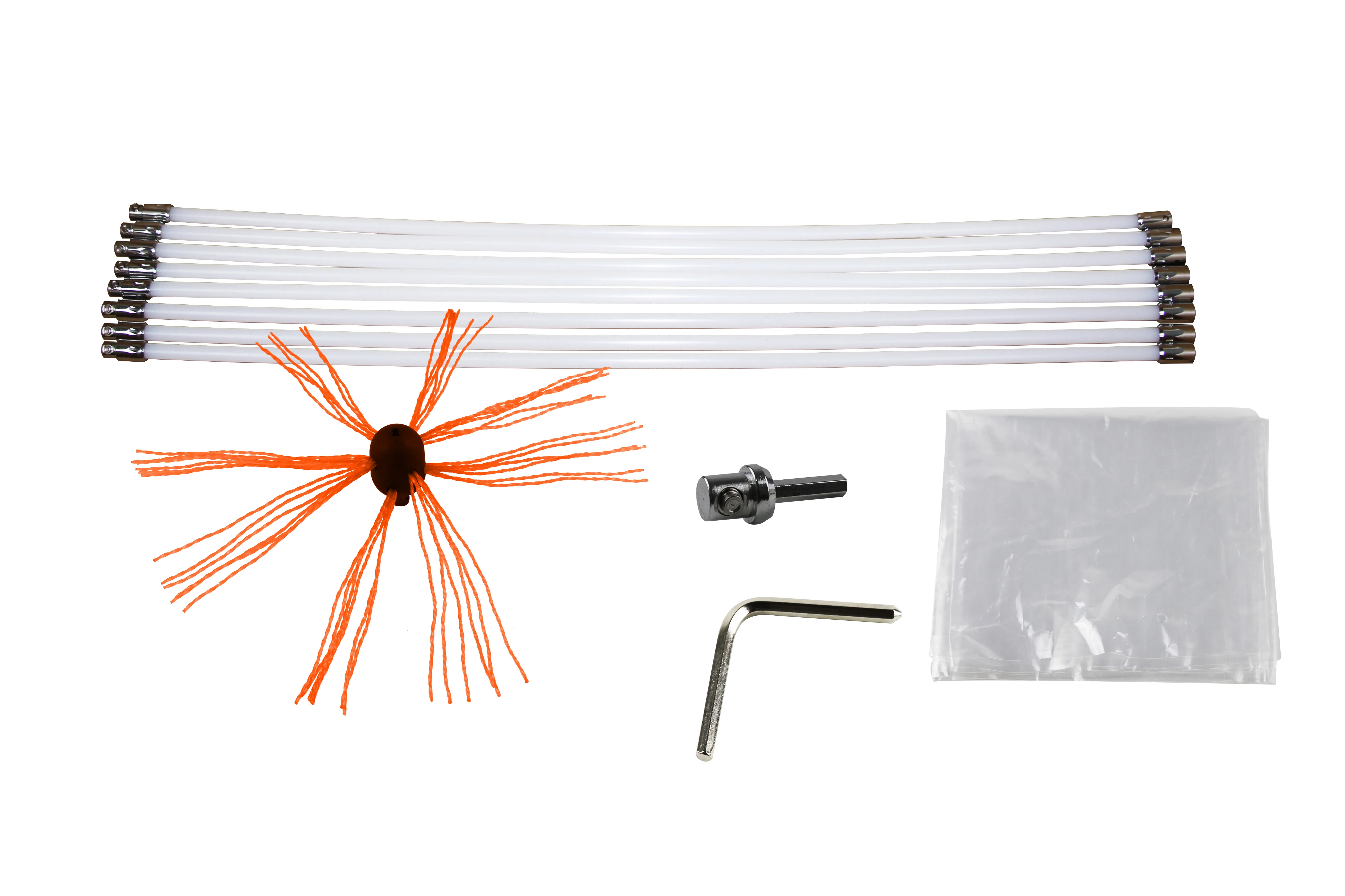 OEM patent quick snap connection long reached 6m to15m Drill driven Chimney Sweeping cleaning Brush kit