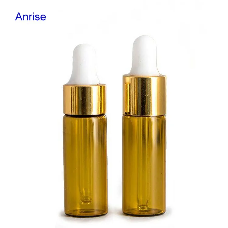 1ml 2ml 3ml 5ml Tester Amber Glass Aromatherapy Bottle Small Diffuser Essential Oil Dropper Bottle with Aluminum Cap