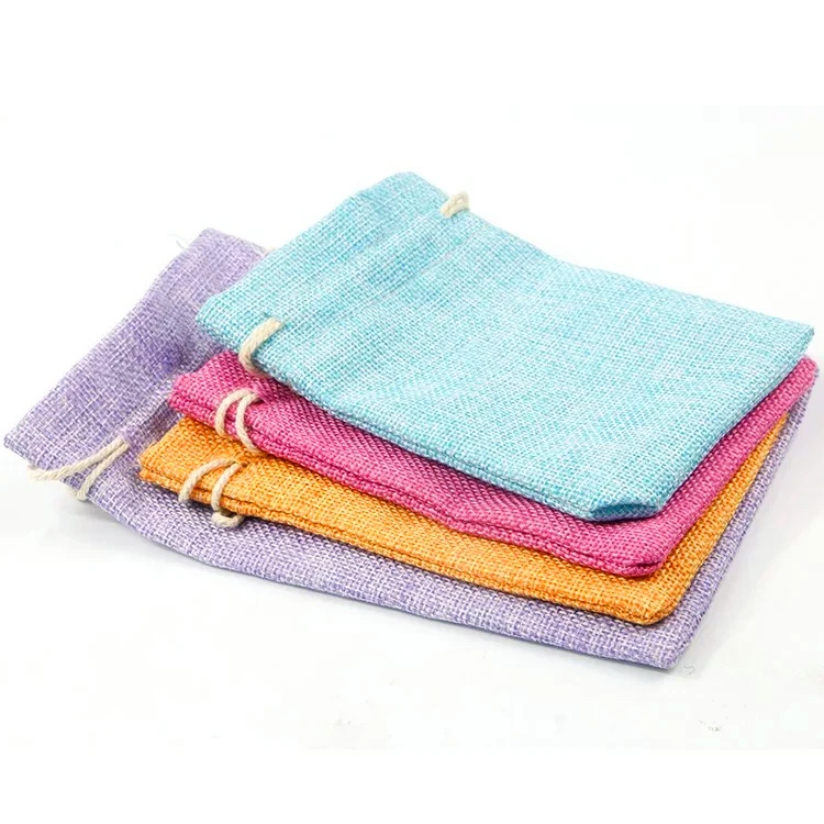 Custom Collins Natural Burlap Bags Wholesale Hemp Jute Hessian Drawstring Sack Small Wedding Favor Gift Straw Jute Bag