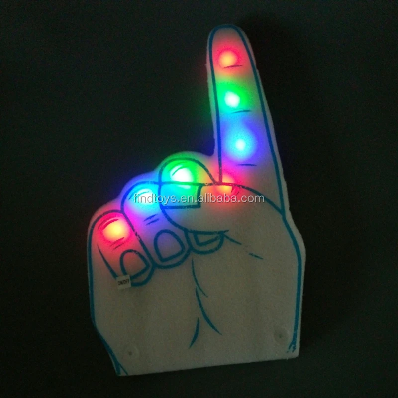 3 Functions Led Foam Fingers Lighting up Gestures Sponge Palm Sleeve for Carnival Supplies Wholesale