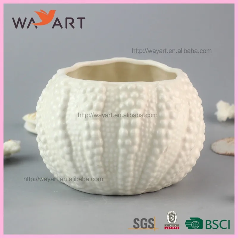 
Hot Sale White Sea Urchin Design Ceramic Flower Pots Wholesale 
