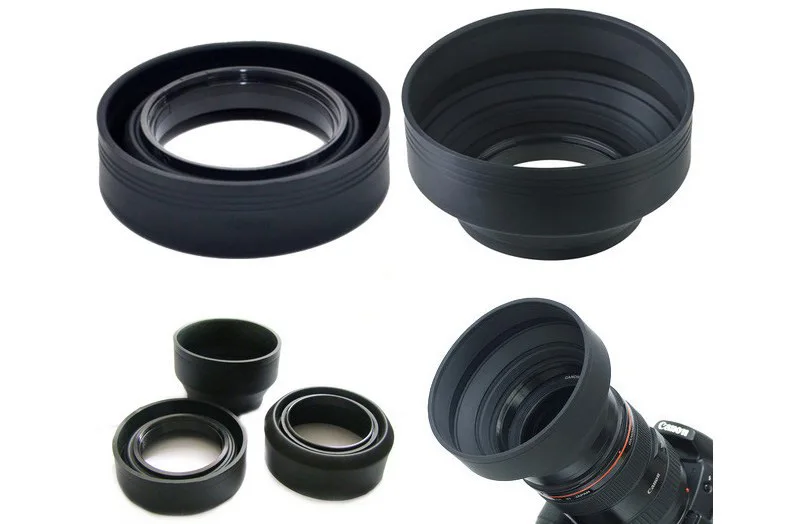 three way lens hood 49mm/three function Collapsible rubber lens hood