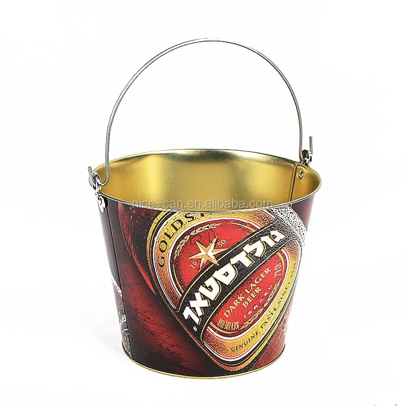 
Galvanized Custom Metal Buckets Tinplate Ice Bucket Beer Tin Cooler 