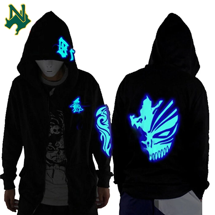 Wholesale Glow In The Dark Skeleton Hoodie Easy Halloween Custom Black Solid Color Plain Hoodies Young Sweatshirt Hoody Jacket