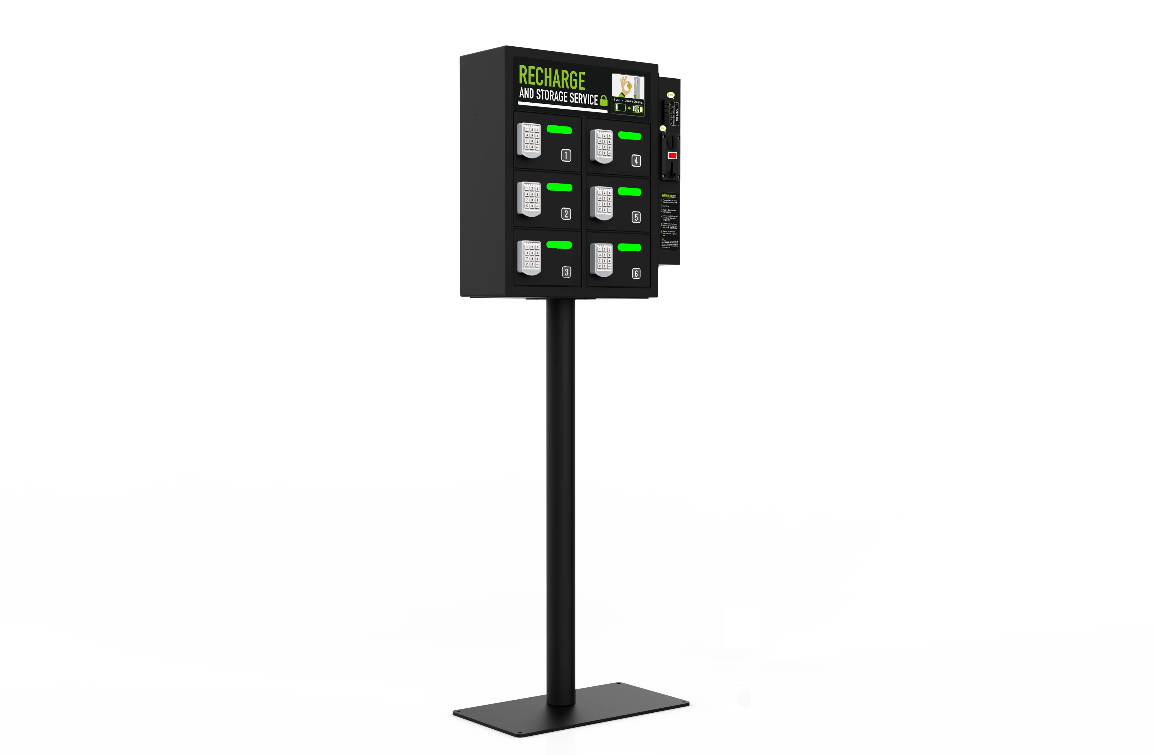 New Design Coin-Operated Secured Charging Locker with 6pcs Locker for Club, Bar, Lounges, Trade shows