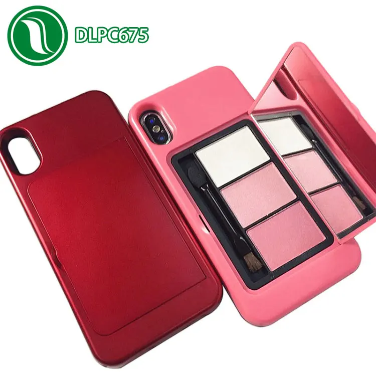 Factory Newest PC+ Silicone Creative Product Cosmetics Palette Phone Case with Makeup Mirror for iPhone X 6S 7 8plus