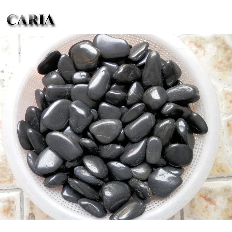 Polished Black Color River Stone Pebbles Landscape Stone