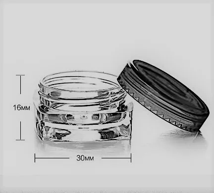 3g 3ml 5g 5ml mini small clear  round  square plastic ps sample jar 10pc/pack for nail art Glitter Dust Powder   cosmetic