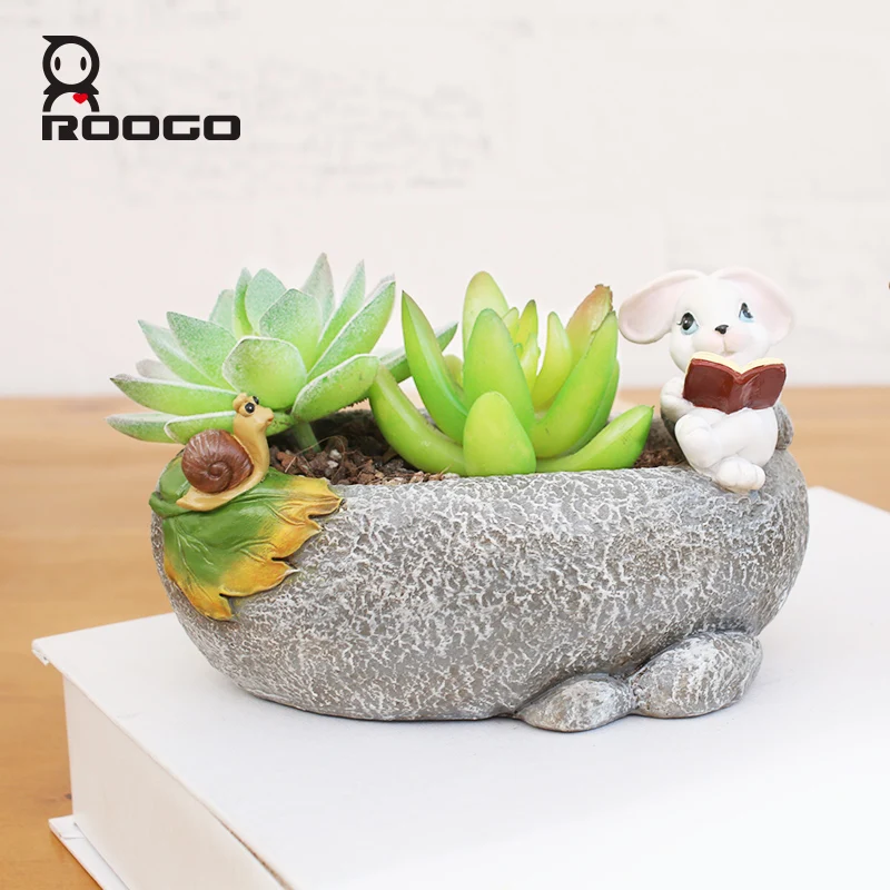 polyresin handmade Creative Ceramic Flowerpot Planter Bonsai Garden Pots Planters Jardin Bonsai Desk Succulent  Cute Animal