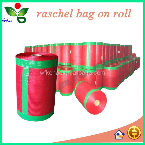 Pe plastic raschel net mesh bag roll packing vegetables fruits