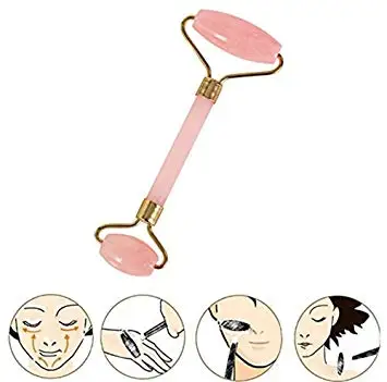 New arrival rose gold quartz Crystal jade Roller with zinc alloy frame