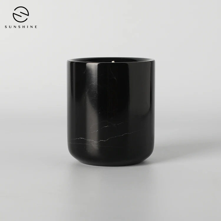 Роскошные банки для свечей из черного мрамора для свадебного декора