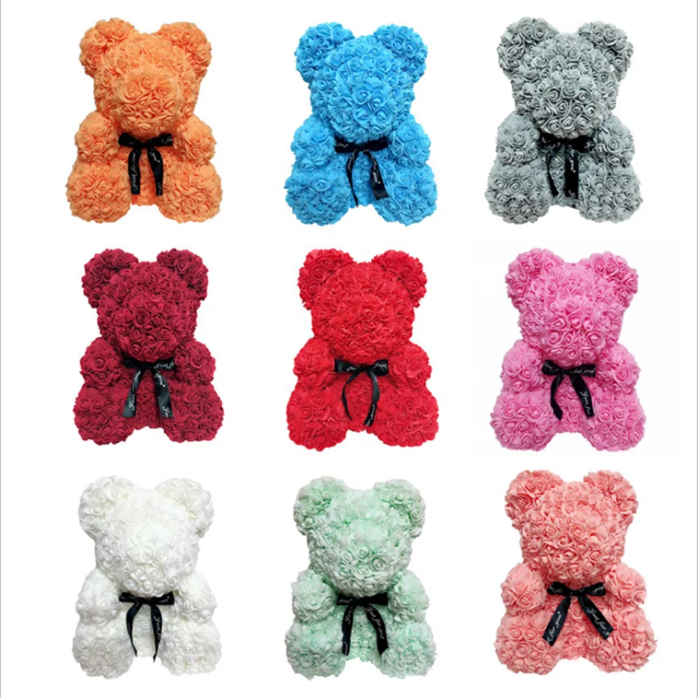 
25cm Artificial Flowers Foam Rose Teddy Bear 9 colors Available Anniversary Best Perfect and Unique Gift 