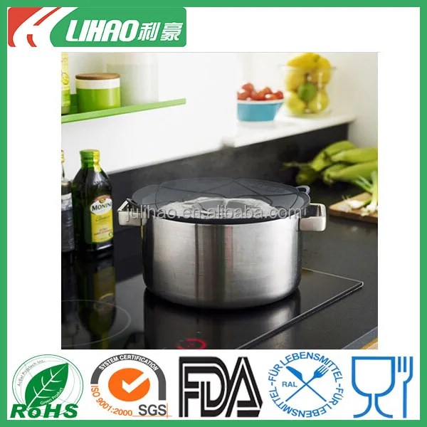 Reusable non-stick Silicone spill stopper lid with Food Grade standard