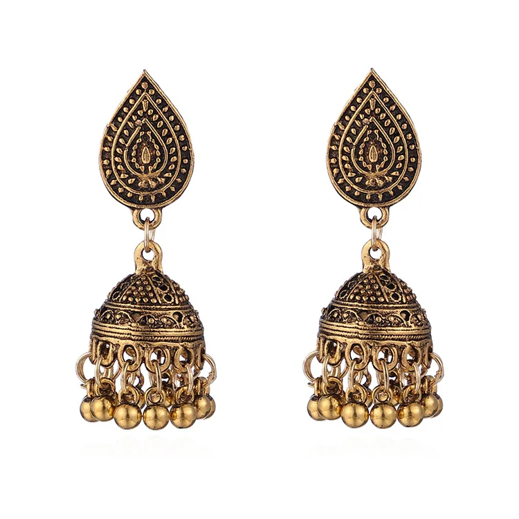 Ethnic Oxidized Jewelry Wedding Bridal Jhumka Traditional Indian Earrings for Women