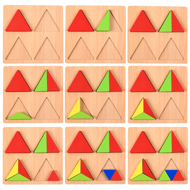 Baby Wooden Geometry Shape Sorting Jigsaw Puzzle 3D Kids Learning Color Matching Cognitive Board Toddlers Educational Toys