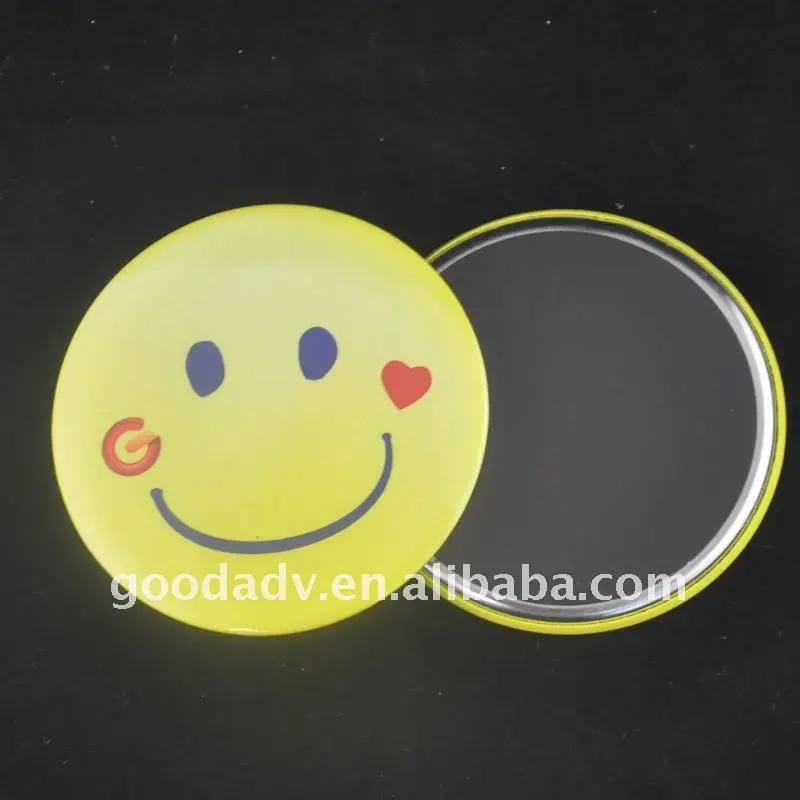 Eco-friendly cheap round smiling face magnetic badge magnetic tin badge pin magnet badge in customized