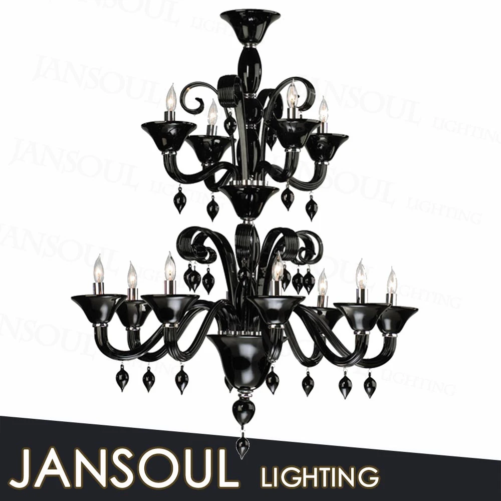 light and decoration antique black murano glass chandelier large crystal fancy light chandelier made in china