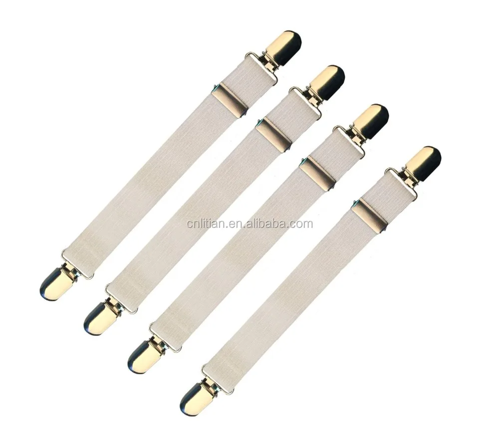 
Bed Sheet Corner Holders Elastic Grippers Suspenders Holder Straps Clips Fasteners WITH METAL ADJUSTERS 