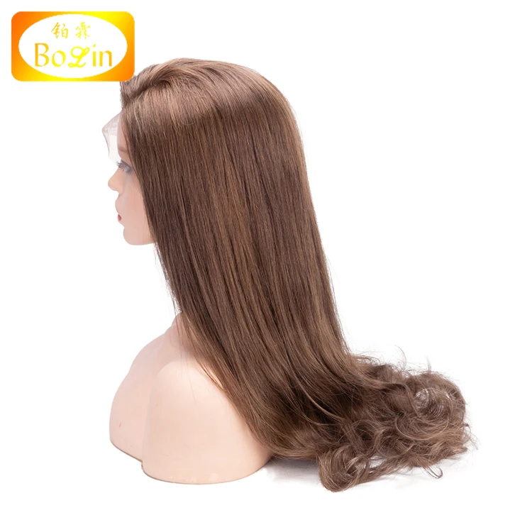 Wholesale Price 180 Density 10A Grade Brazilian Human Hair Wig Brown Color Swiss Lace Preplucked Lace Front Wig