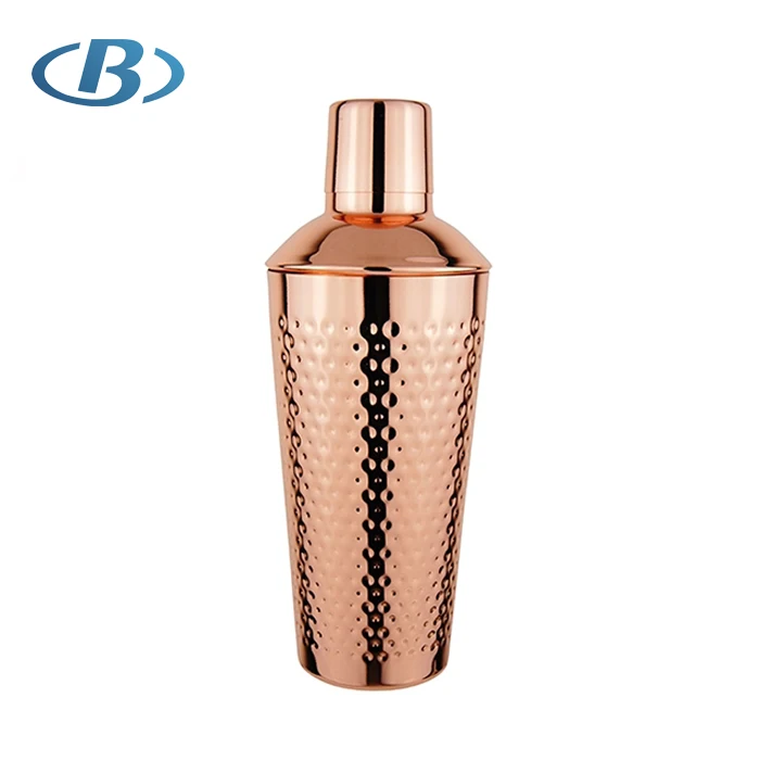 3-Piece copper color Hammered Cocktail Shaker