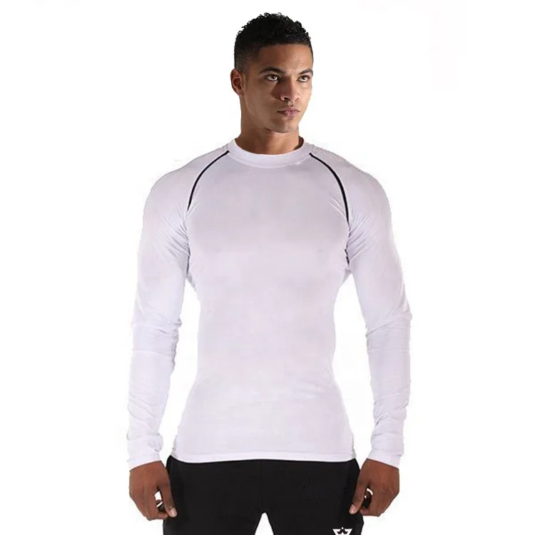 Спортивные колготки для фитнеса с длинным рукавом мужские спортивные рубашки Baselayer логотипом клиента