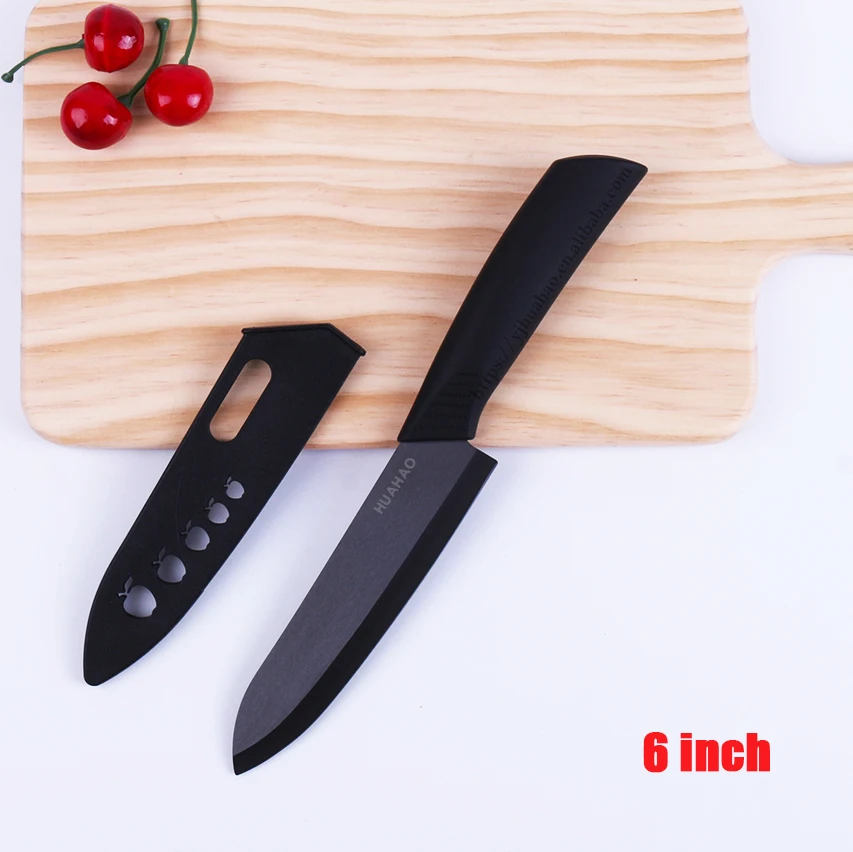Высокое качество 7 дюймов черный керамический нож santoku шеф-повара с ножи оболочка