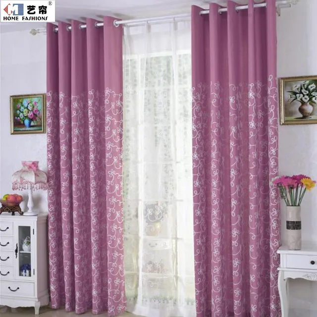 Embroidered blue purple green color blackout arabic curtain panels for home