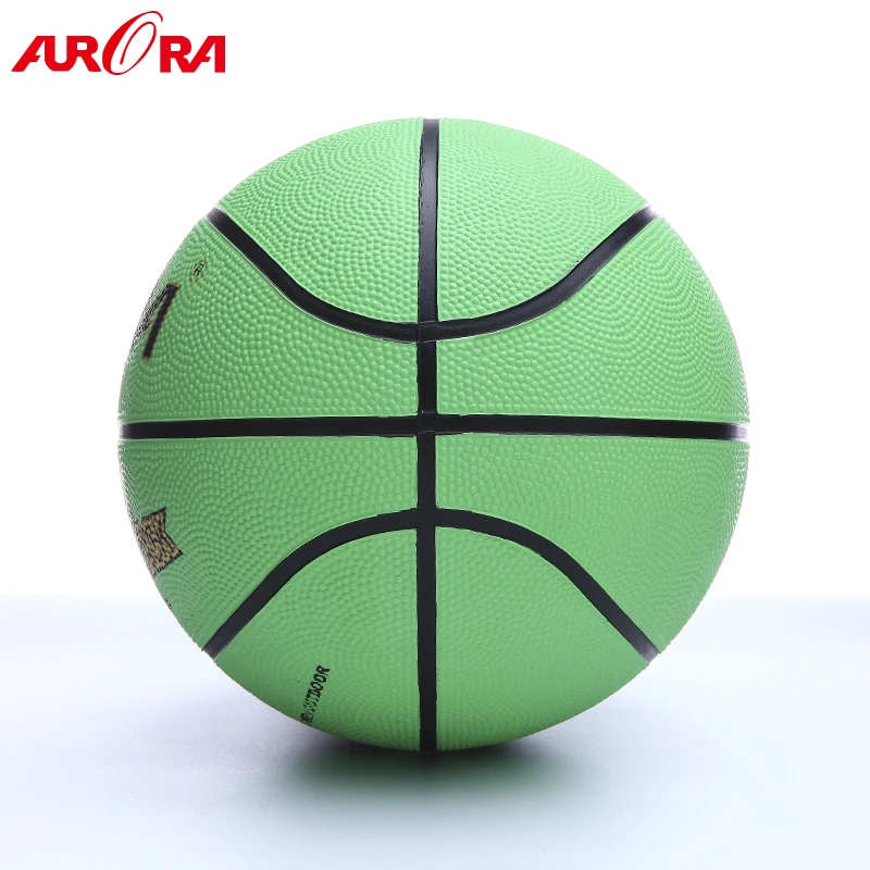 Popular Green custom rubber basketball  Size 7 outdoor play ball