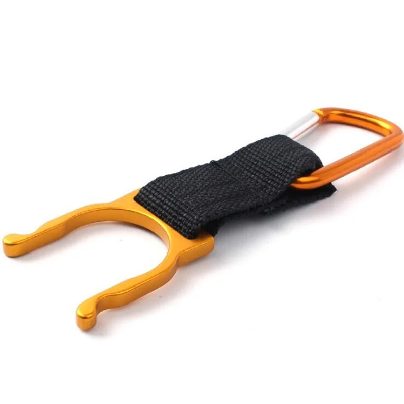 HXY custom portable plastic clip nylon polyester strap hanging lanyard water bottle holder carabiner short strap for hiking