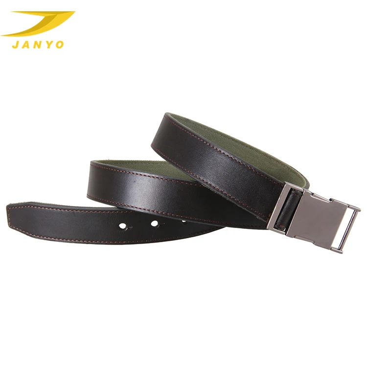 OEM factory wholesale belt PU leather canvas interlock buckle black belt for men