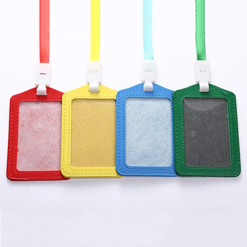 Free Sample Horizontal Vertical Pu Leather Name Card Holder Without Lanyard