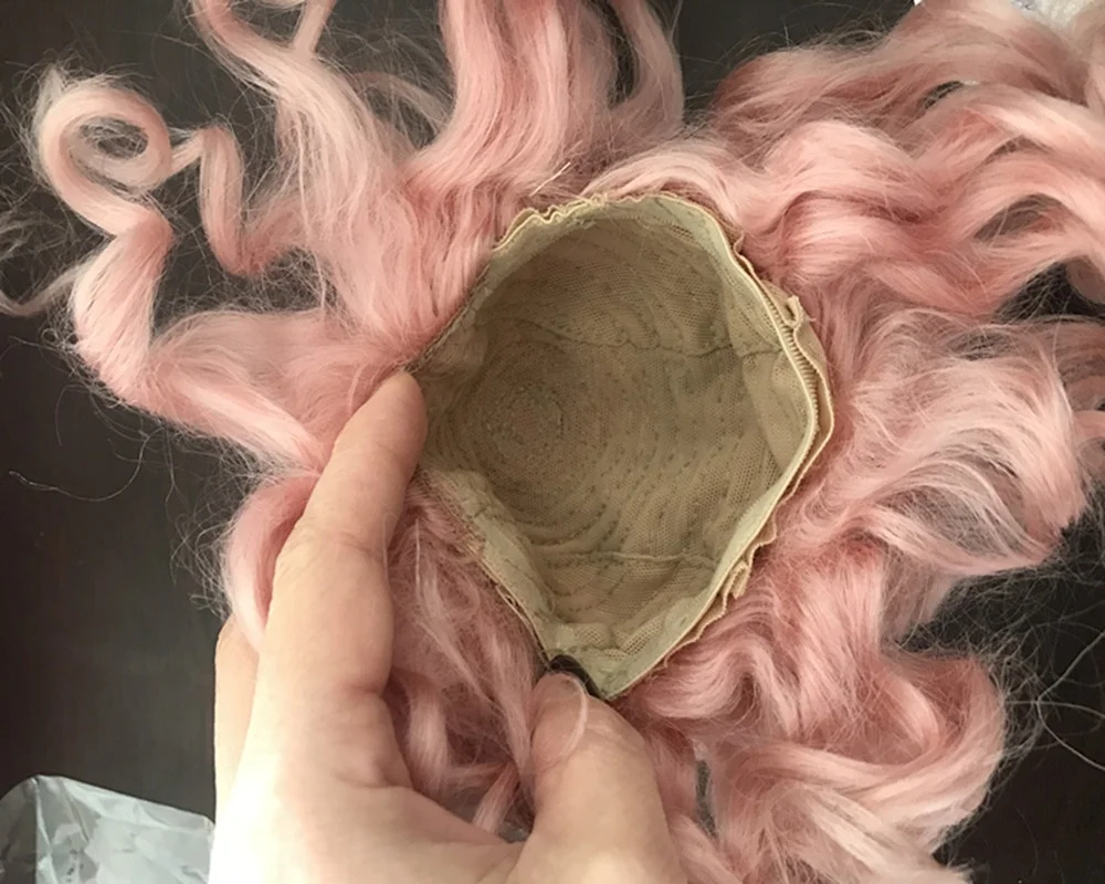 
Beautiful Curly Pink Color Mohair Wigs for American Dolls 