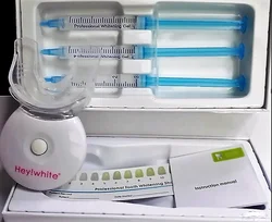 Hey White VEGAN TEETH WHITENING KIT with LED Light Natural & Organic Peroxide Gel, Professional Dental Whitener 6 Treatments