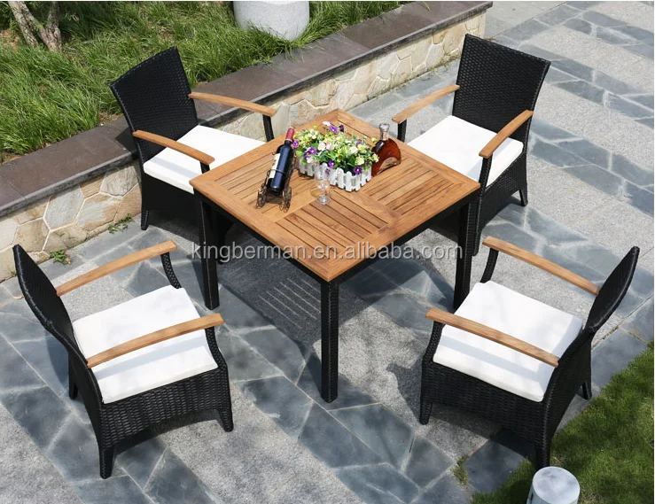 All Weather Teak Wood Table Dining Table And Chairs Set Outdoor Furniture