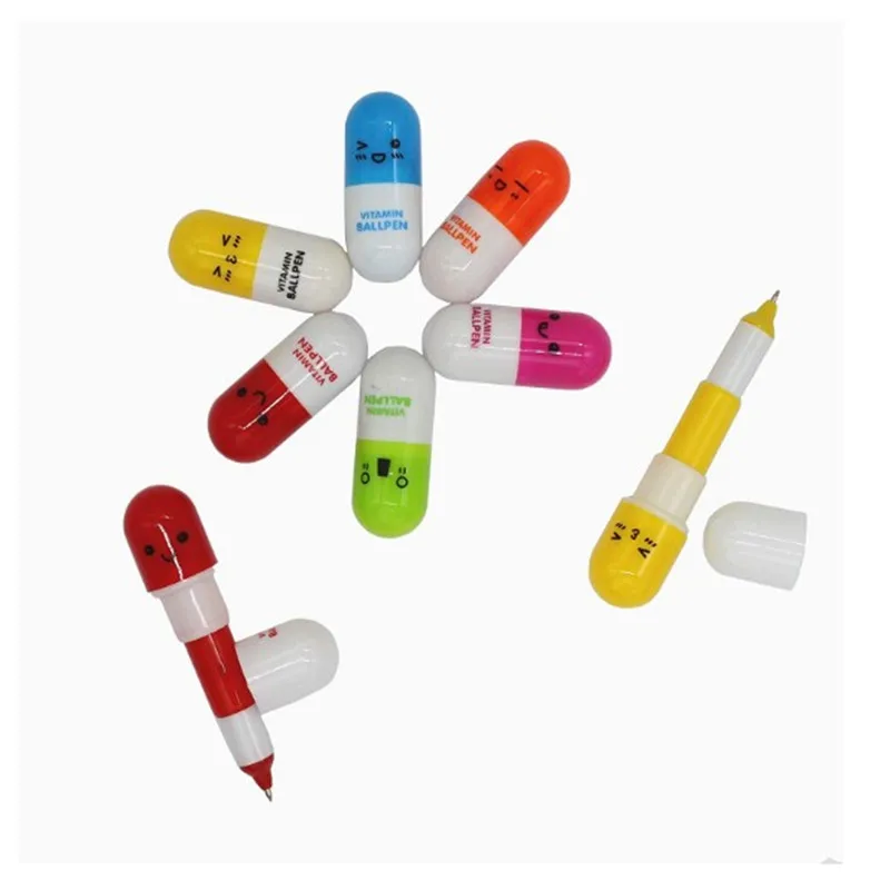 Mini Cute Animal Sports Vitamin Pill Ballpoint Pen OEM Promo Custom Logo 1.0mm/0.7mm Writing Width Multi-Functional Cartoon Gift