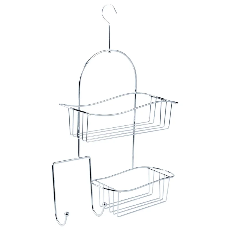 Double Bathroom Iron Wire Shower Caddy Shelf Hanging Shelf Storage Organizer with Hooks Over The Shower Head Bath Caddy Shampoo