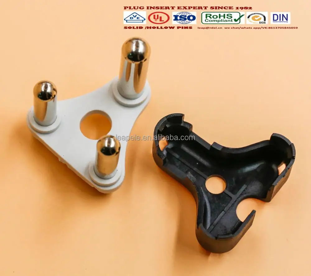 SIP-0022362 16A south africa plug insert( brass pin connector,sabs )  back covers