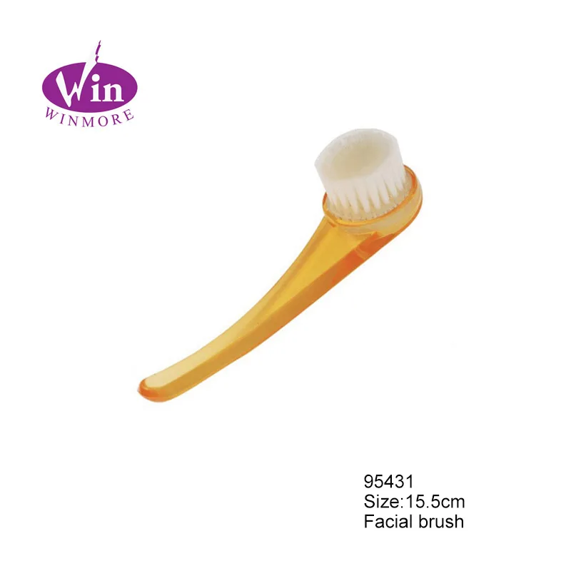 plastic handle soft nylon facial cleaning brush with  round head make up washing brush