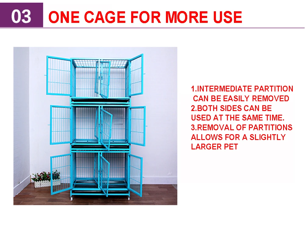 
Manufacturer Hot Sale Double Doors High Quality Metal Dog Cage Bank with Wheels 